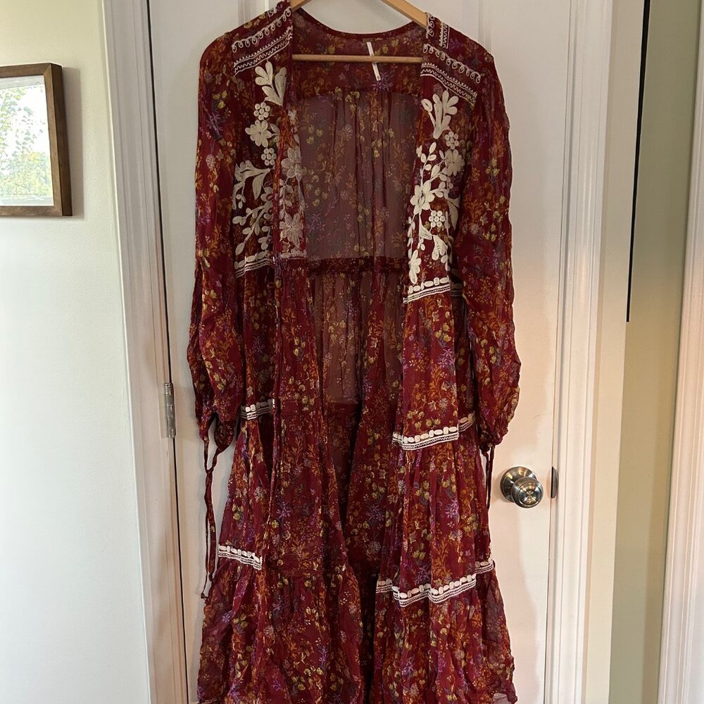 Free People Call On Me Embroidered Maxi Top – Size XS